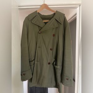 filson Twill Mens PeaCoat Full Length Green Pre Owned